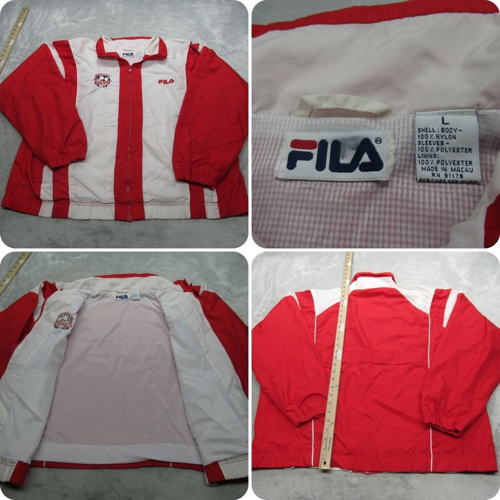 Nebraska Huskers Jacket Mens Large Soccer Fila Red Windbreaker Full Zip VTG 90s‎